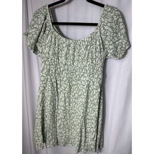 Altar’d State Women's Green Mini Dress Micro Floral Short Sleeve Large Boho